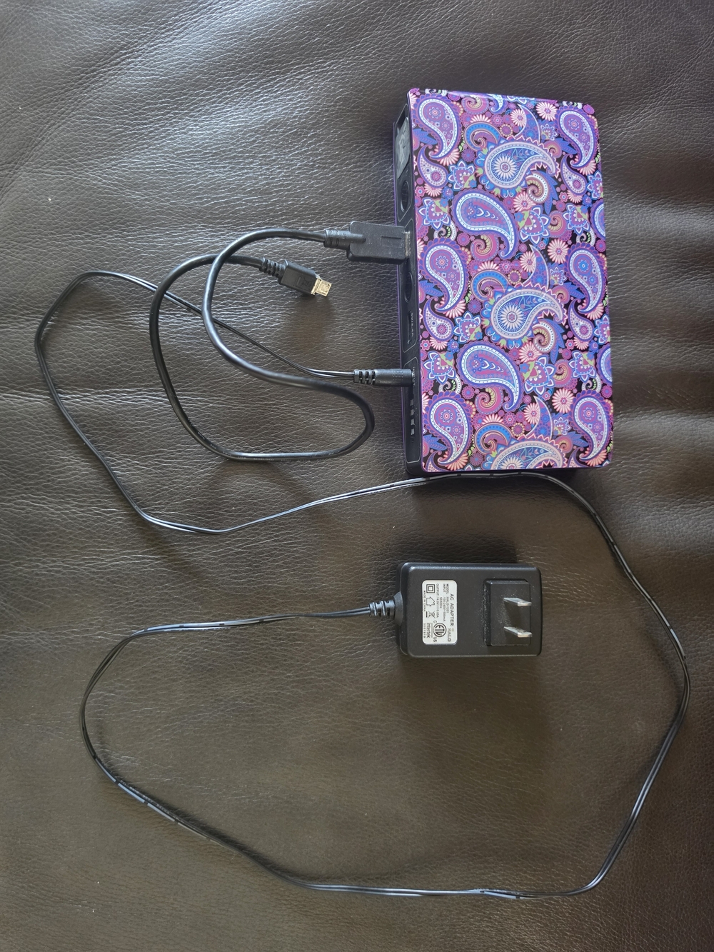 Halo Portable Charger Power Bank with Purple Paisley Design